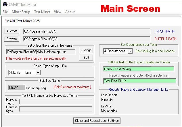 Lexicon Manager - Screen No. 1